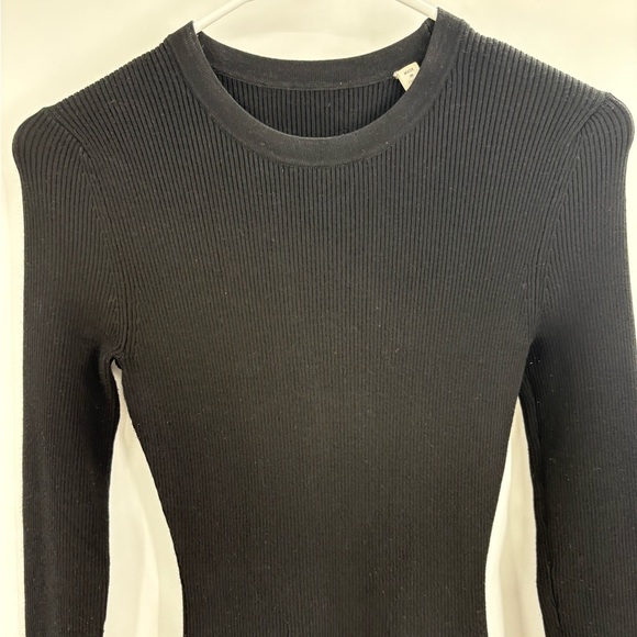 A.l.C Black Ribbed Knit Mini Fit And Stretch Flare Long Sleeve Dress Size Xs - Picture 6 of 15